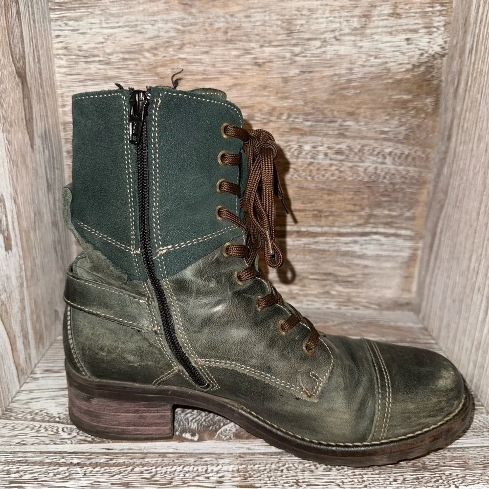 Taos Crave Teal Green Leather Lace-Up Boots EU 39 - Picture 7 of 12